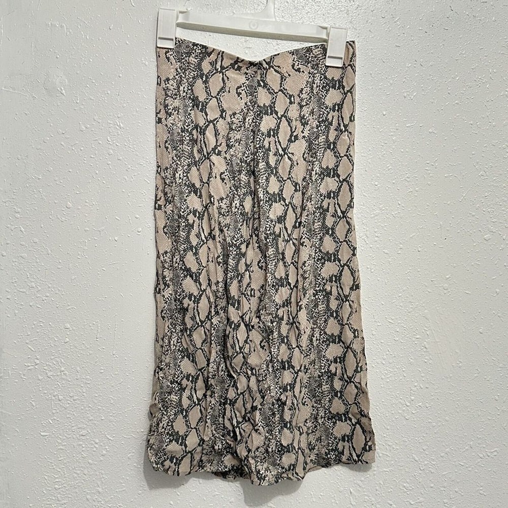 American Eagle Outfitters Womens XS Beige Neutral Snake Print Midi Skirt Casual - Picture 2 of 12